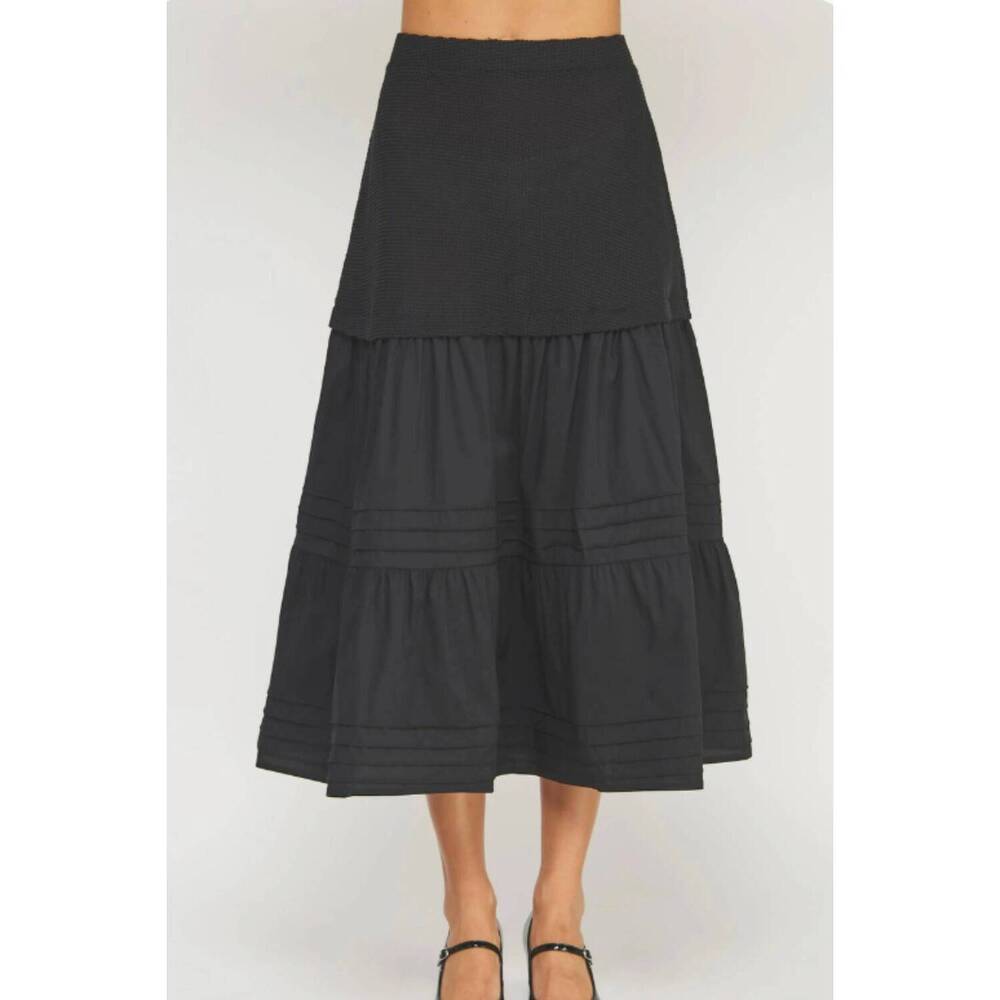 NEW STRUT & BOLT mixed media skirt in black